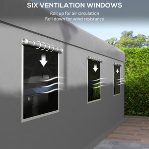 10' x 20' Carport Portable Garage, Heavy Duty Car Port Canopy with 2 Roll-up Doors & 6 Ventilated Windows for Car, Truck, Boat, Garden Tools