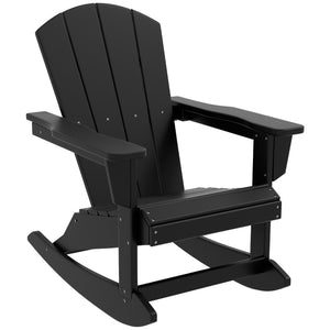 Outsunny Adirondack Rocking Chair, All Weather HDPE Porch Rocker, Rocking Fire Pit Chair for Patio, Garden, Lawn, Black