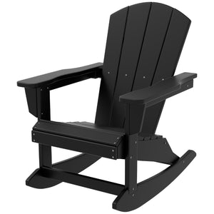 Outsunny Adirondack Rocking Chair, All Weather HDPE Porch Rocker, Rocking Fire Pit Chair for Patio, Garden, Lawn, Black