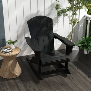 Outsunny Adirondack Rocking Chair, All Weather HDPE Porch Rocker, Rocking Fire Pit Chair for Patio, Garden, Lawn, Black