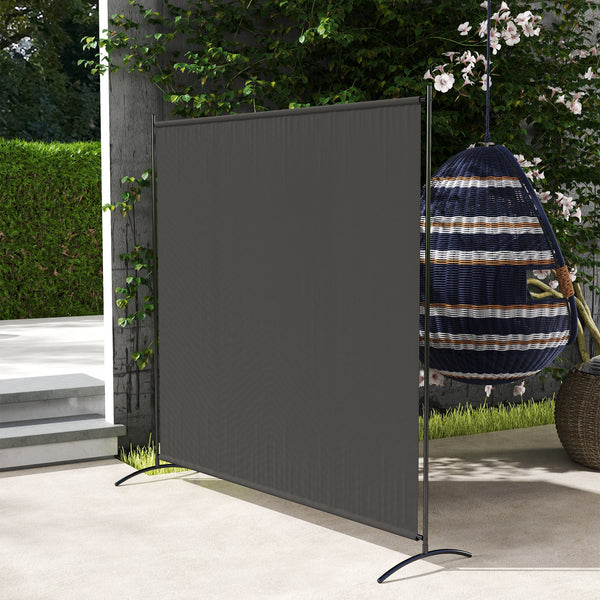 Single Panel Outdoor Privacy Screen, 5.9FT Tall Room Divider with UPF30+ Protection, Freestanding Privacy Panel Partition with Stable Base for Indoor Outdoor Use, Dark Gray