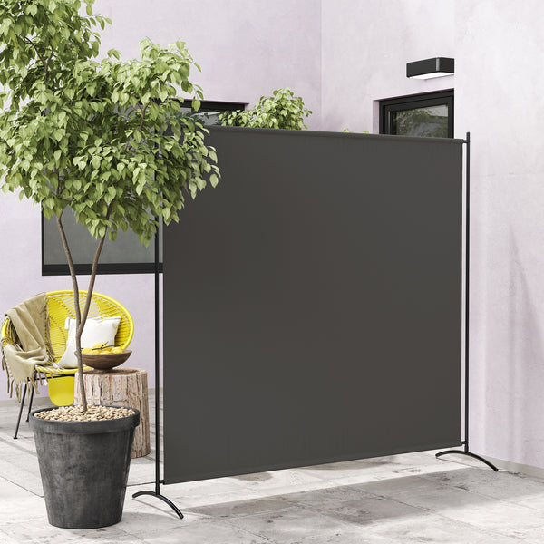 Single Panel Outdoor Privacy Screen, 5.9FT Tall Room Divider with UPF30+ Protection, Freestanding Privacy Panel Partition with Stable Base for Indoor Outdoor Use, Dark Gray