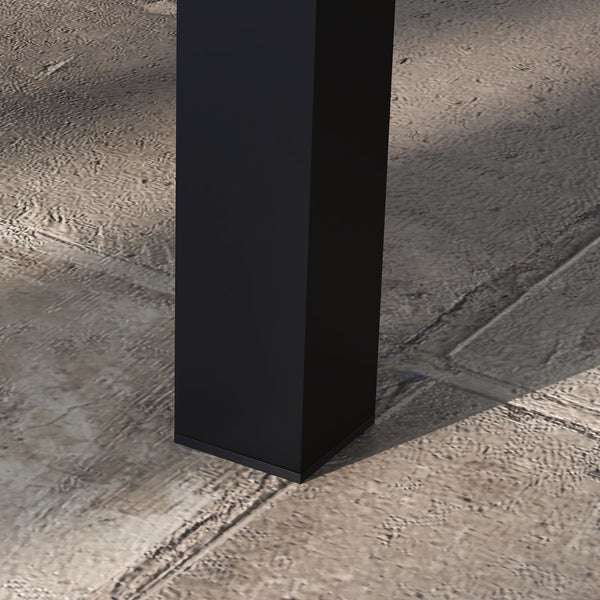 Aluminium Outdoor Coffee Table, Rectangular Patio Side Table with Wood Grain Effect and Slat Tabletop for Indoor, Garden, Balcony, 100cm x 60cm, Black