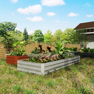 Galvanized Raised Garden Bed, 8' x 3' x 1' Metal Planter Box, for Growing Vegetables, Flowers, Herbs, Succulents, Silver