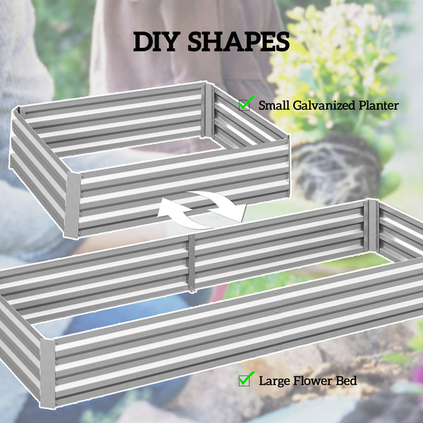 Galvanized Raised Garden Bed, 8' x 3' x 1' Metal Planter Box, for Growing Vegetables, Flowers, Herbs, Succulents, Silver