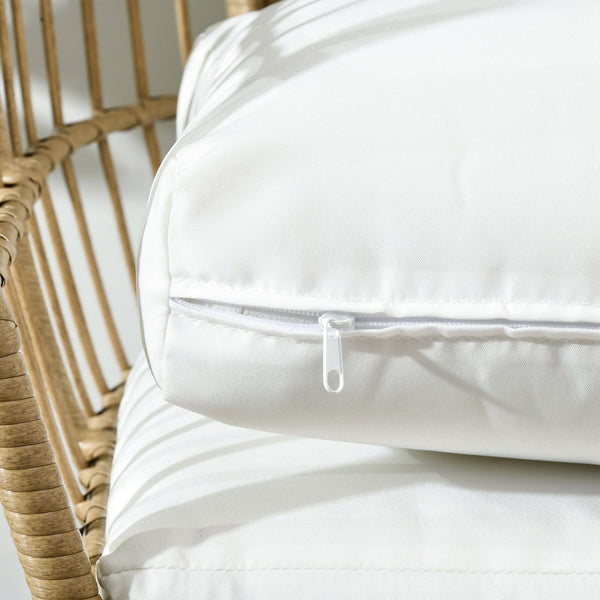 Oversized Garden Egg Chair, Outdoor Wicker PE Rattan Chair with Thickened Padded Cushions and Pillows for Balcony, Porch, Khaki