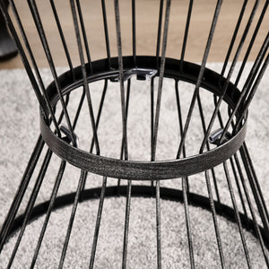 16" Steel Patio Side Table, Garden End Table with Hourglass Design, Accent Table for Outdoor and Indoor Use, Black