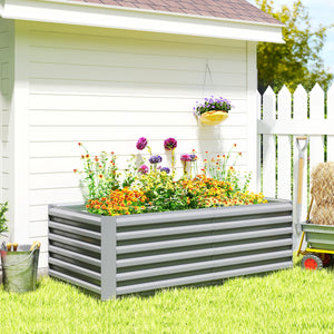 Galvanized Raised Garden Bed, 6' x 3' x 2' Outdoor Metal Planter Box, Standing Raised Bed for Growing Flowers, Herbs and Vegetables, Light Grey