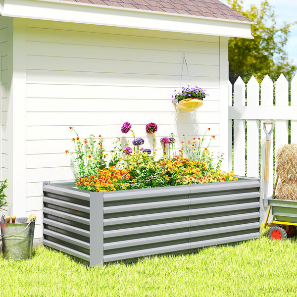 Galvanized Raised Garden Bed, 6' x 3' x 2' Outdoor Metal Planter Box, Standing Raised Bed for Growing Flowers, Herbs and Vegetables, Light Grey