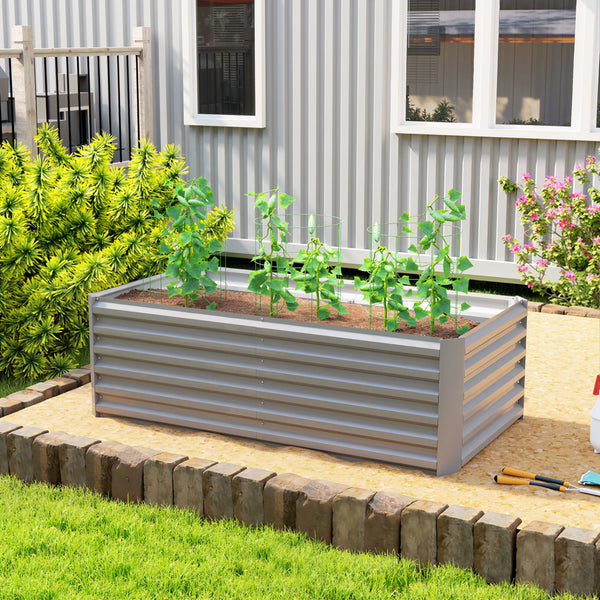 Galvanized Raised Garden Bed, 6' x 3' x 2' Outdoor Metal Planter Box, Standing Raised Bed for Growing Flowers, Herbs and Vegetables, Light Grey
