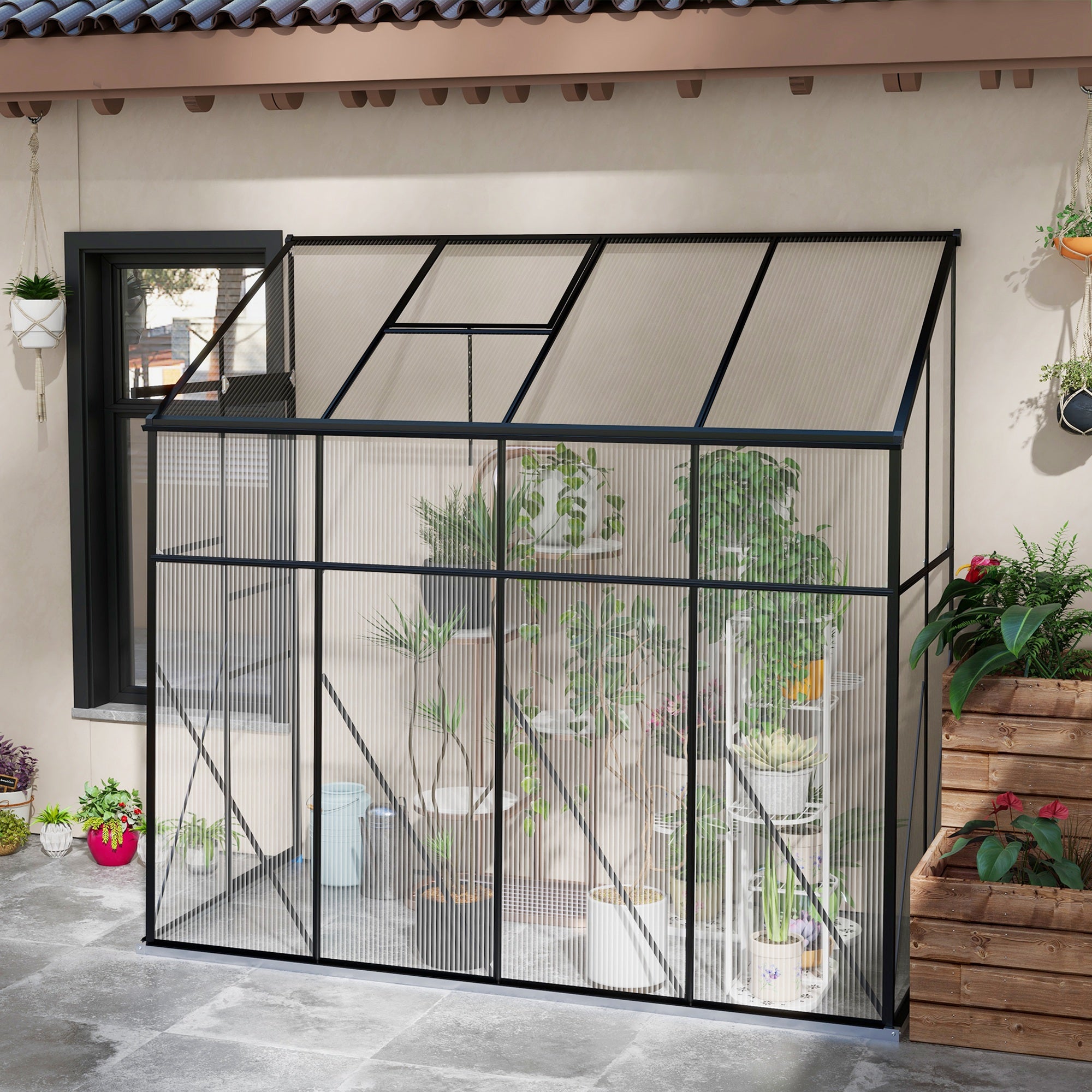Outsunny Lean-to Greenhouse - Thumbnail 3