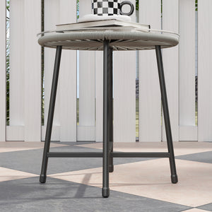 3 Pieces Rattan Bistro Set, Wicker Small Garden Table and Chairs Set with Cushions and Glass Top Coffee Table, Bistro Garden Furniture Set for Outdoor, Patio, Balcony, Light Grey