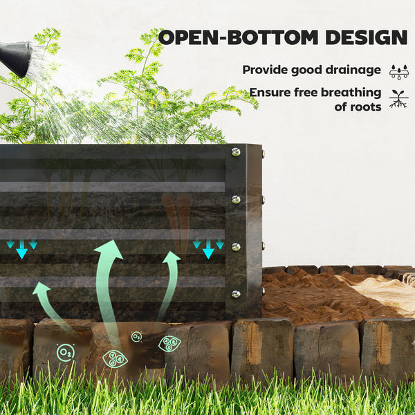 4' x 4' x 1' Raised Garden Bed Galvanized Steel Planter Box for Vegetables, Flowers, Herbs, Black