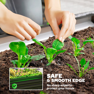 4' x 4' x 1' Raised Garden Bed Galvanized Steel Planter Box for Vegetables, Flowers, Herbs, Black