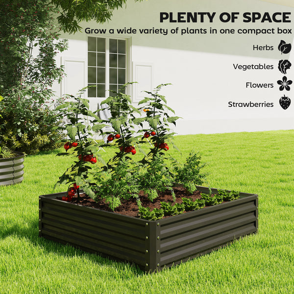 4' x 4' x 1' Raised Garden Bed Galvanized Steel Planter Box for Vegetables, Flowers, Herbs, Black