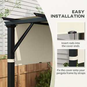 2 PCS Pergola Canopy Replacement, 4.9 x 1.2m UV Protection Pergola Cover, Easy to Install, for 3 x 3(m) Pergola, Cream White