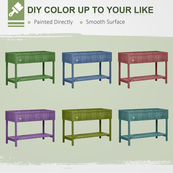 Wooden Herb Planter with 8 Pocket, Raised Bed Container Garden Planter Boxes, 110L x 46W x 76Hcm, Dark Grey