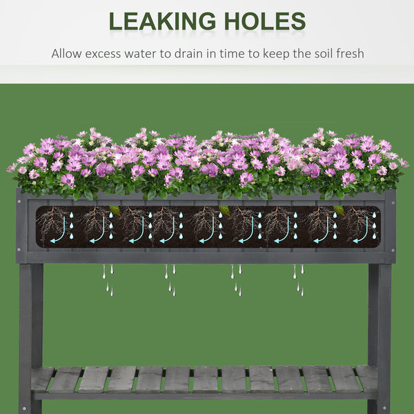 Wooden Herb Planter with 8 Pocket, Raised Bed Container Garden Planter Boxes, 110L x 46W x 76Hcm, Dark Grey