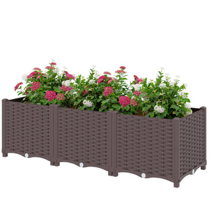 Plastic Raised Garden Bed with Legs, Self Watering Elevated Planter Boxes with Drainage Holes and Plugs, Easy Assembly Outdoor Planter Box for Vegetables, Flowers, Herbs, 120 x 40 x 37 cm