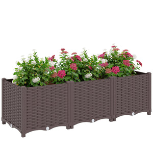 Plastic Raised Garden Bed with Legs, Self Watering Elevated Planter Boxes with Drainage Holes and Plugs, Easy Assembly Outdoor Planter Box for Vegetables, Flowers, Herbs, 120 x 40 x 37 cm