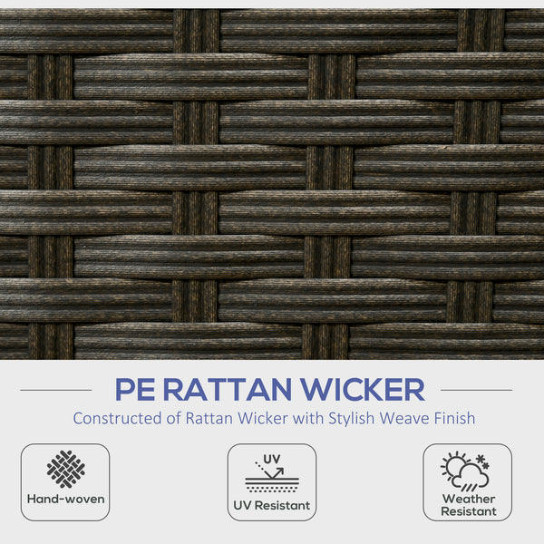 6 Pieces Rattan Patio Furniture Set, 5 Seater Sectional Outdoor Furniture with Wicker Corner Sofa and Wood-Plastic Coffee Table for Deck, Porch, Garden, Navy Blue