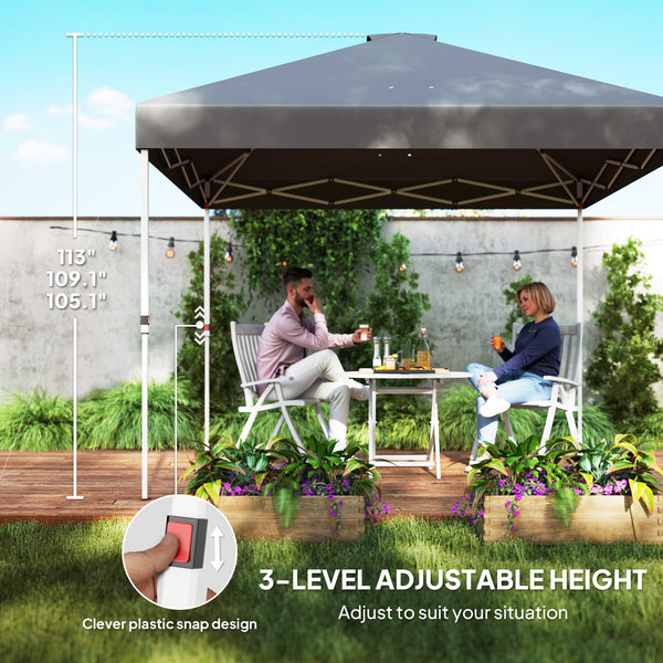 Outsunny 10' x 10' Pop Up Canopy Tent with Sidewall, Instant Sun Shelter with Storage Pockets, Vented Roof for Parties, Height Adjustable, with Carry Bag, Sand Bags for Outdoor, Patio, Dark Gray