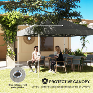 Outsunny 10' x 10' Pop Up Canopy Tent with Sidewall, Instant Sun Shelter with Storage Pockets, Vented Roof for Parties, Height Adjustable, with Carry Bag, Sand Bags for Outdoor, Patio, Dark Gray