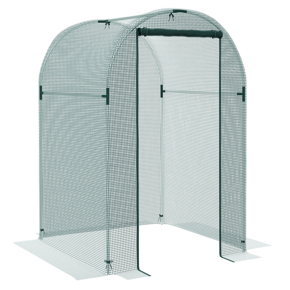 Outsunny 4' x 4' Crop Cage, Plant Protection Tent with Zippered Door and Galvanized Steel Frame, Fruit Cage Netting Cover for Garden, Yard, Lawn, Green