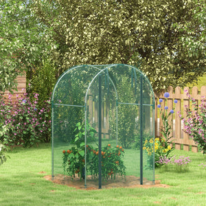 Outsunny 4' x 4' Crop Cage, Plant Protection Tent with Zippered Door and Galvanized Steel Frame, Fruit Cage Netting Cover for Garden, Yard, Lawn, Green