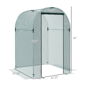 Outsunny 4' x 4' Crop Cage, Plant Protection Tent with Zippered Door and Galvanized Steel Frame, Fruit Cage Netting Cover for Garden, Yard, Lawn, Green