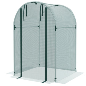 Outsunny 4' x 4' Crop Cage, Plant Protection Tent with Zippered Door and Galvanized Steel Frame, Fruit Cage Netting Cover for Garden, Yard, Lawn, Green