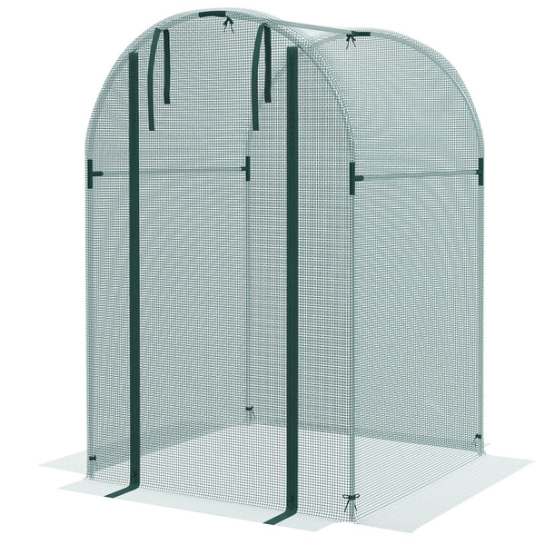 Outsunny 4' x 4' Crop Cage, Plant Protection Tent with Zippered Door and Galvanized Steel Frame, Fruit Cage Netting Cover for Garden, Yard, Lawn, Green