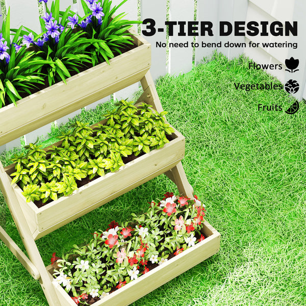 3 Tier Raised Garden Bed, 26" x 30" x 30" Vertical Wooden Elevated Planter Box Kit for Flowers, Vegetables, Herbs, Light Green