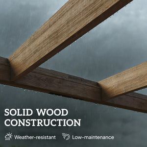 3 x 3 m Lean-To Wooden Pergola Kit, Decorative Garden Gazebo with Stable Structure and Concrete Anchors, Grape Trellis for Climbing Vines, Flowers, Garden Patio, Light Brown