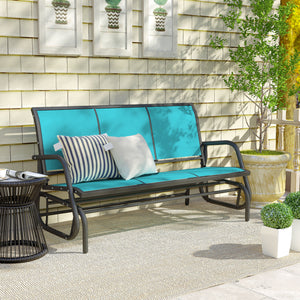 3-Seat Outdoor Glider, Patio Glider Outdoor Bench with Steel Frame, All Weather Breathable Mesh Seat for Garden, Backyard, Lawn, Blue