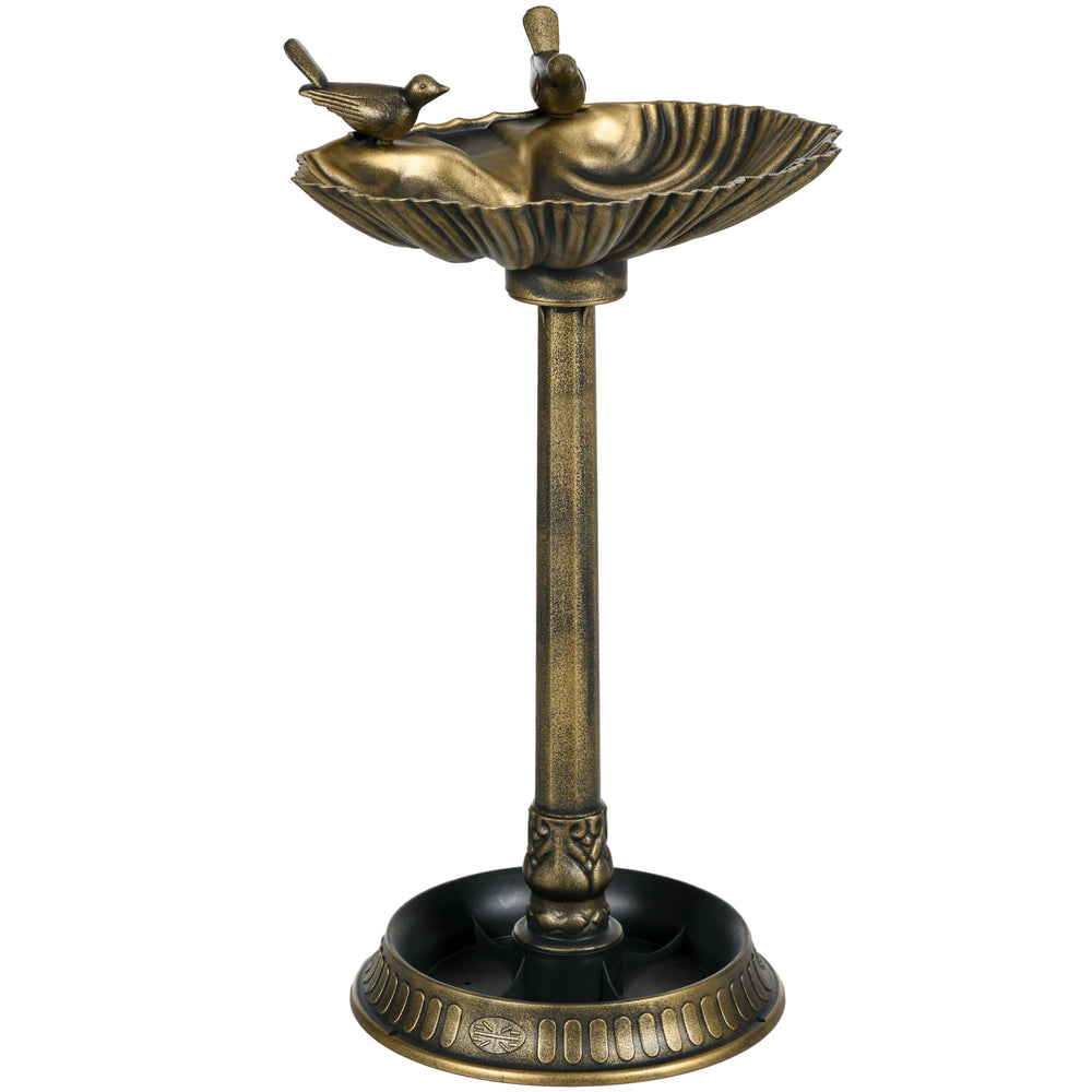 Outsunny 32" Antique Bird Bath with Pedestal Flower Planter Base, Vintage Style Decorative Birdbath, Bird Feeder Bowl & Planter Decoration Yard Statue, Bronze