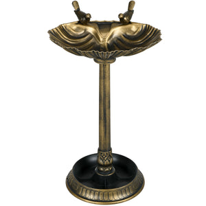 Outsunny 32" Antique Bird Bath with Pedestal Flower Planter Base, Vintage Style Decorative Birdbath, Bird Feeder Bowl & Planter Decoration Yard Statue, Bronze