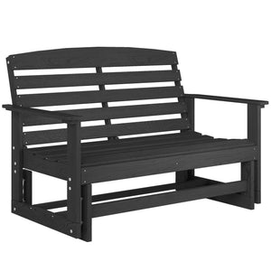 2-Person Outdoor Glider Bench Patio Double Swing Rocking Chair Loveseat w/ Slatted HDPE Frame for Backyard Garden Porch, Distressed Black