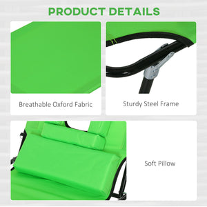 2PCS Adjustable Outdoor Lounge Chair, Garden Folding Chaise Lounge with Face Hole Reclining Tanning Chair Seat, Folding Camping Beach Lounging Bed w/ Head Support, Green