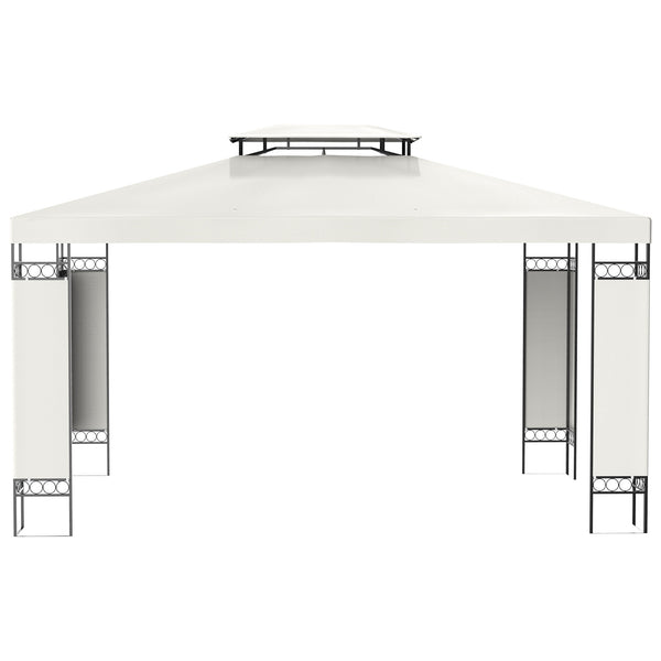 10' x 13' Outdoor Gazebo, Double Roof Patio Gazebo Canopy Shelter with Screen Decorate Corner Frame for Garden, Lawn, Backyard and Deck, White