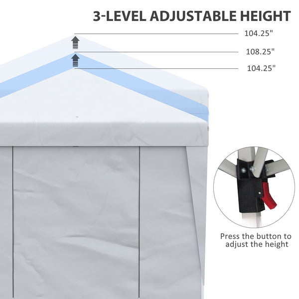 Outsunny 10' x 19.5' Pop Up Canopy Tent with Sidewalls, UPF 30+ Height Adjustable Large Party Tent Event Shelter with Leg Weight Bags and Wheeled Carry Bag for Garden, Patio, White