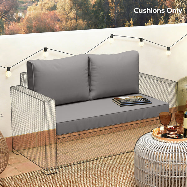 2 Seater Outdoor Seat Cushions with Backrest, Loveseat Double Sofa Outdoor Furniture Cushions, Fade-Resistant Replacement Patio Cushions for Indoor and Outdoor, Light Grey