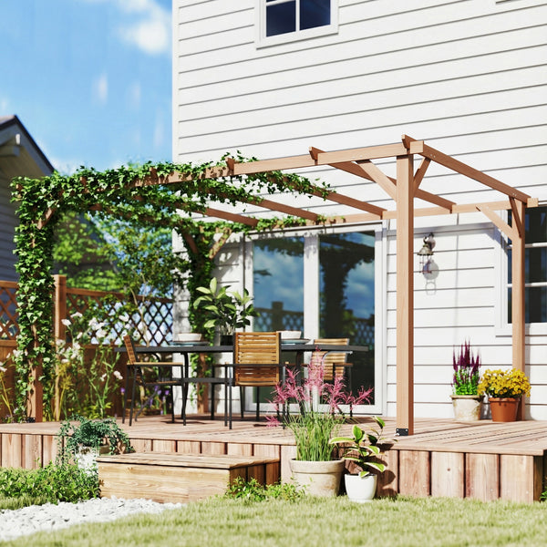 4 x 3 m Wooden Pergola Kit, Garden Pergola Gazebo Grape Trellis with Triangle Supports, 6 Crossing Beams for Climbing Vines, Flowers, Sun Shade Shelter for Grill, Patio, Maple Wood-effect