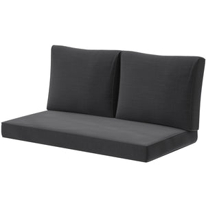 2 Seater Outdoor Seat Cushions with Backrest, Loveseat Double Sofa Outdoor Furniture Cushions, Fade-Resistant Replacement Patio Cushions for Indoor and Outdoor, Black