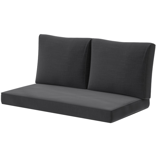 2 Seater Outdoor Seat Cushions with Backrest, Loveseat Double Sofa Outdoor Furniture Cushions, Fade-Resistant Replacement Patio Cushions for Indoor and Outdoor, Black