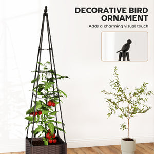 Raised Bed for Garden, Raised Garden Bed Planter Box with Trellis and Self Watering, Tomato Cage with Drainage Holes and Plugs for Climbing Plants Flowers Vegetable Herbs, 40 x 40 x 175 cm