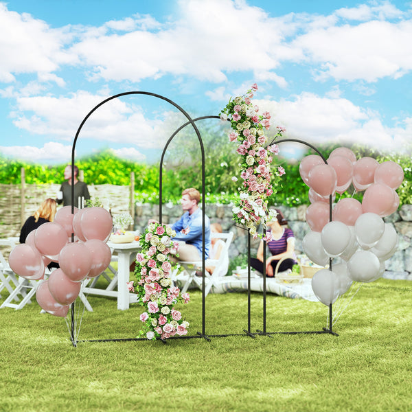 Outsunny Metal Arch Backdrop Stand Set of 3, 7/6.5/6 ft Wedding Arch Frame, Balloon Backdrop Arch Stand Set for Birthday Party, Bridal Shower, Graduation, Ceremony, Banquet Decorations, Black