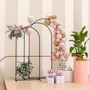 Outsunny Metal Arch Backdrop Stand Set of 3, 7/6.5/6 ft Wedding Arch Frame, Balloon Backdrop Arch Stand Set for Birthday Party, Bridal Shower, Graduation, Ceremony, Banquet Decorations, Black