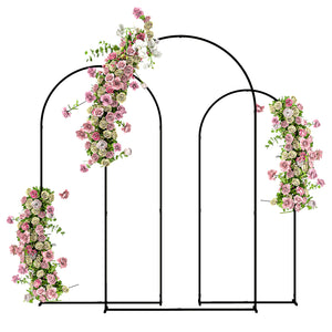 Outsunny Metal Arch Backdrop Stand Set of 3, 7/6.5/6 ft Wedding Arch Frame, Balloon Backdrop Arch Stand Set for Birthday Party, Bridal Shower, Graduation, Ceremony, Banquet Decorations, Black