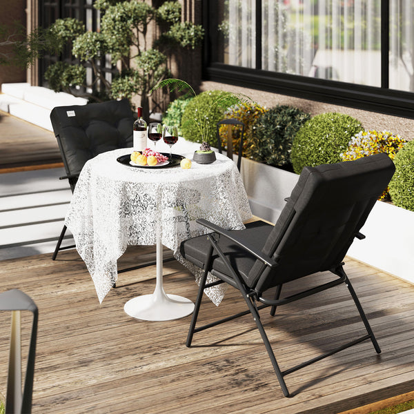 Set of 2 Outdoor Dining Chairs, Folding Patio Chair with Adjustable Backrest, Padded Folding Chairs for Outdoor Events, Black